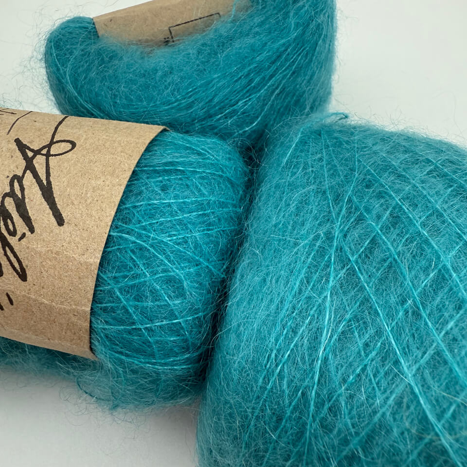 Extra Fine Brushed Kid Mohair Turquoise Green - Image 2